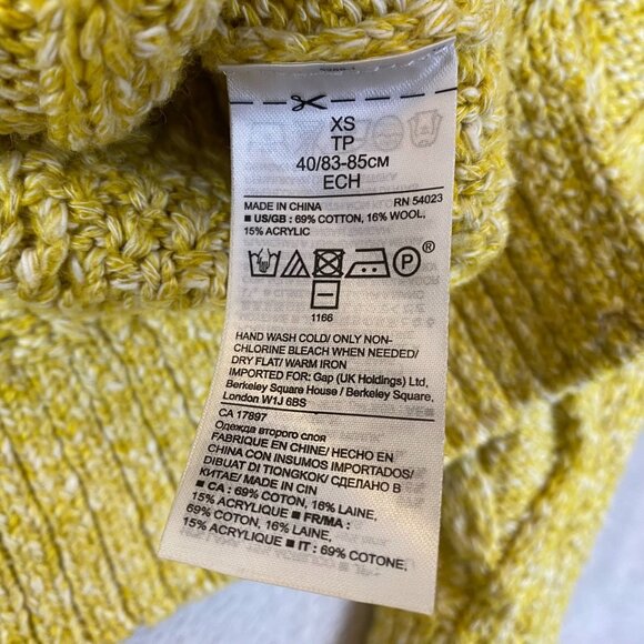 Banana Republic Woman's Cable Knit Sweater XS Yellow Long Sleeve Pullover Soft C - Picture 7 of 10
